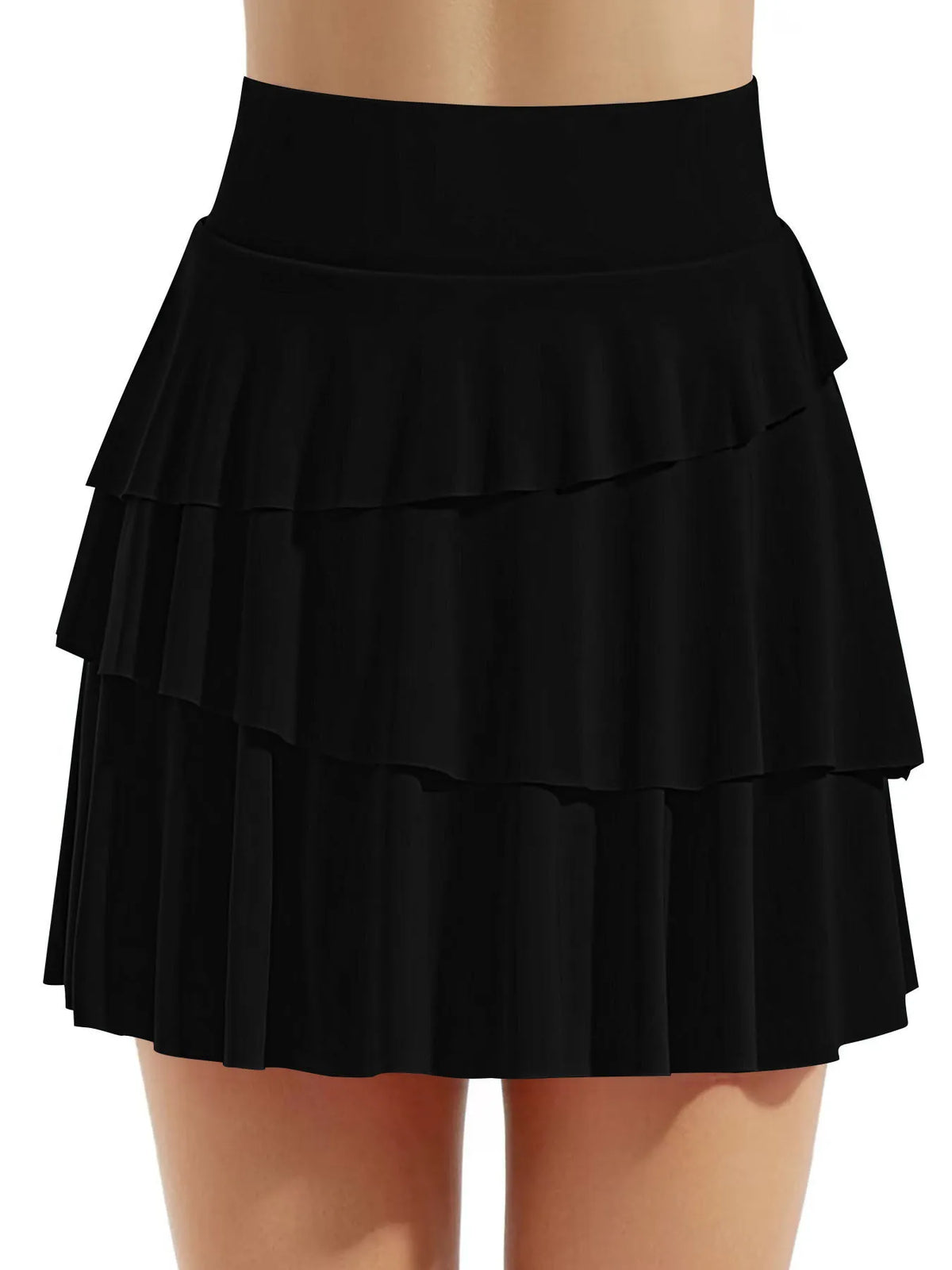 Tiered ruffle active skort angled view