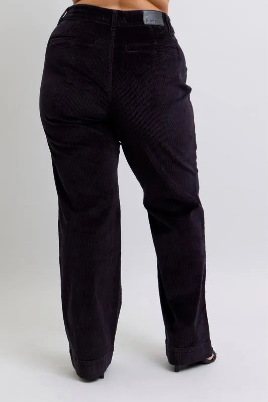 Judy Blue Full Size High Waist Corduroy Trouser Wide Plus Size - Fashorio