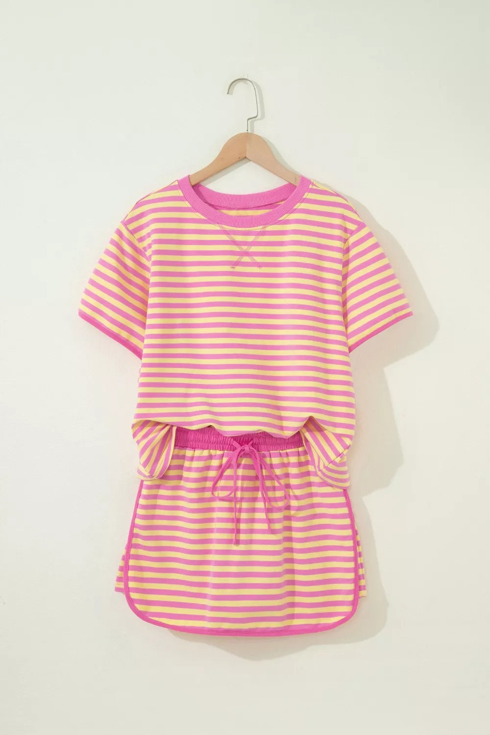 Striped tee and shorts two piece detail