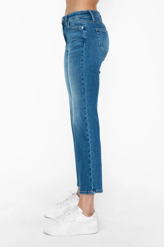 bytos Full Size Cat's Whiskers Mid Rise Ankle Jeans - Fashorio