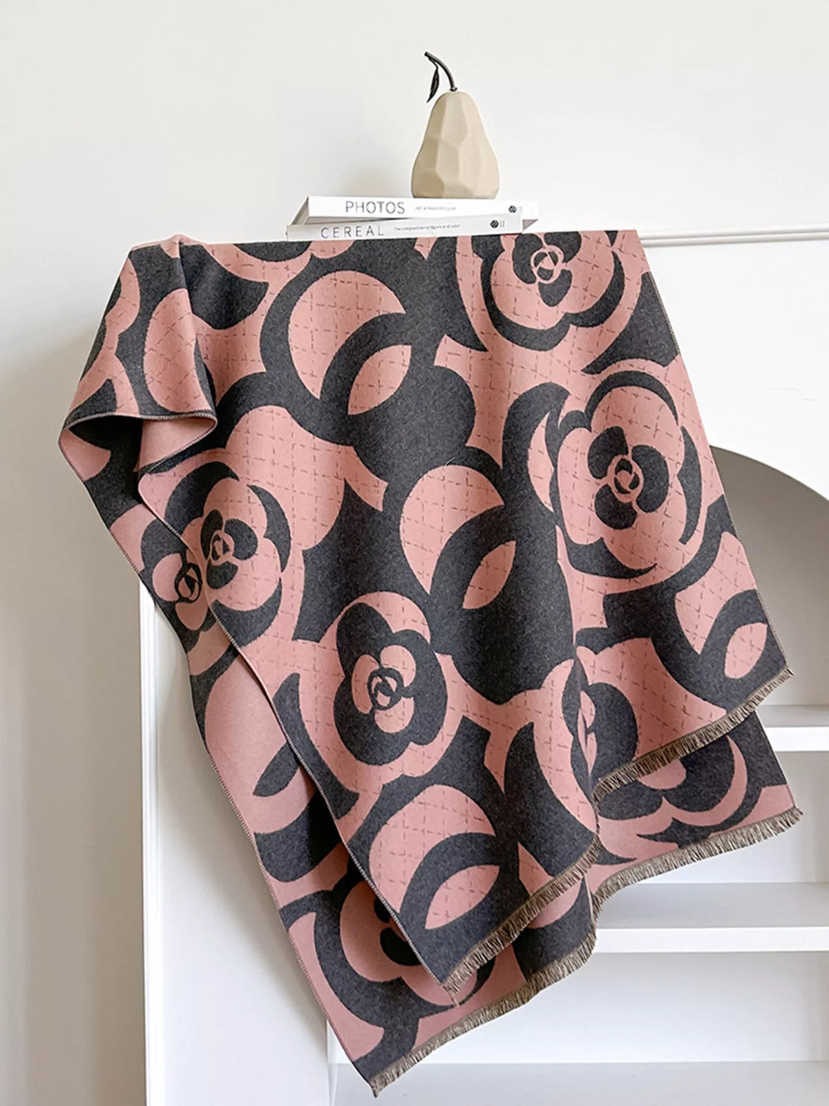 Close up of the painterly floral print