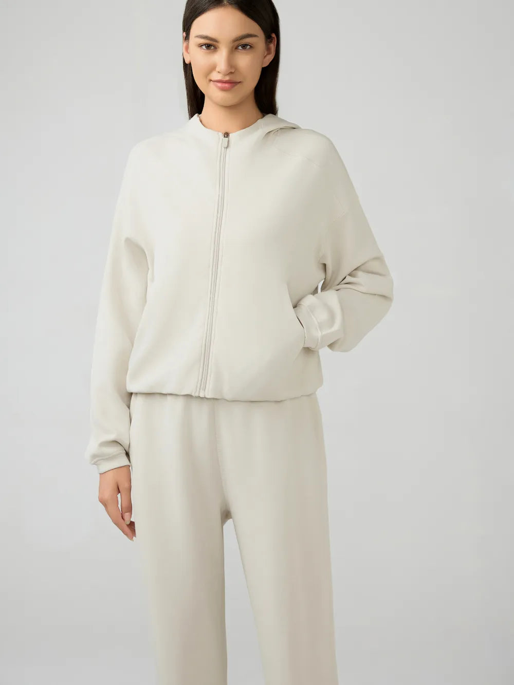 Millennia Zip Up Dropped Shouder Active Hooded - Fashorio