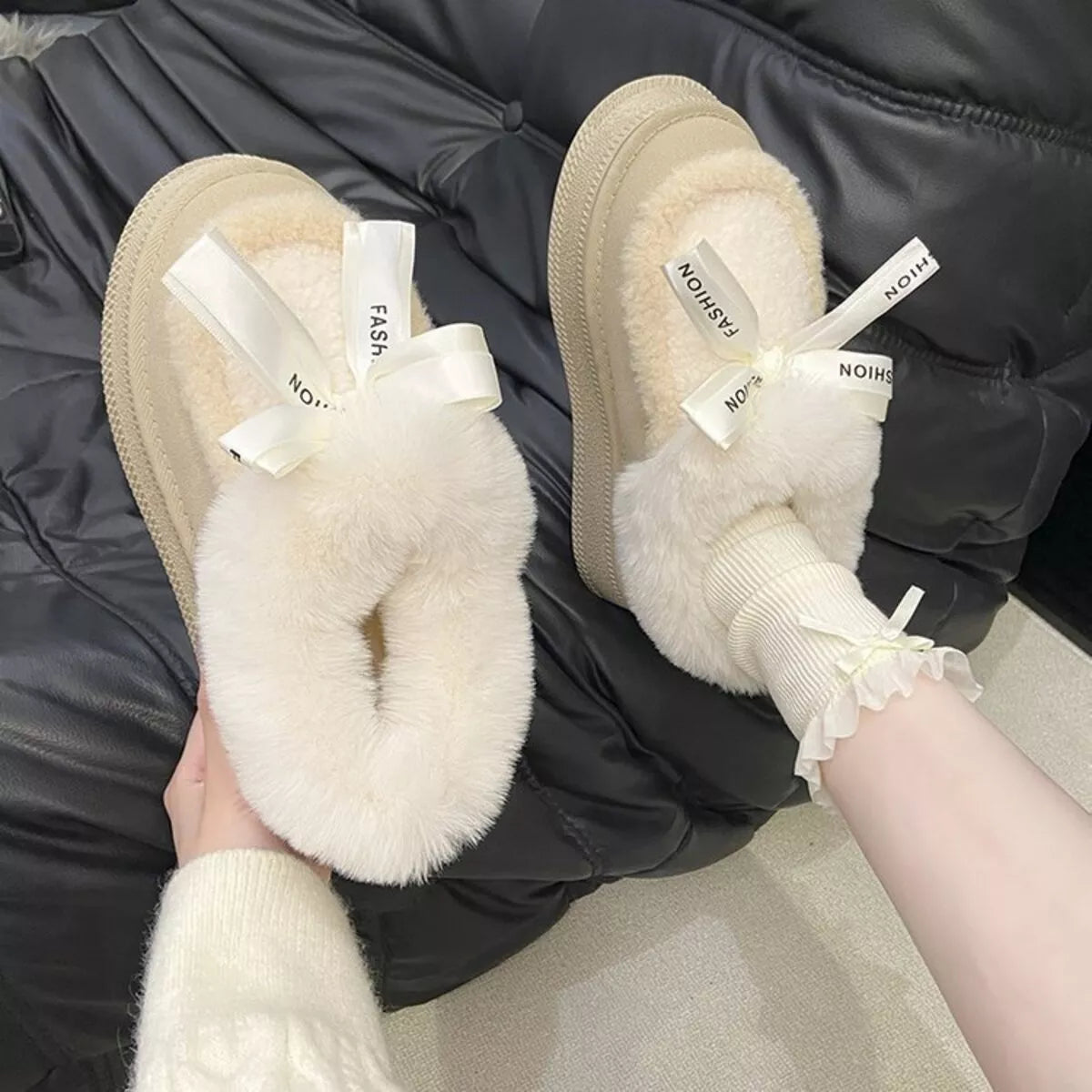 round toe platform boots ivory heel detail