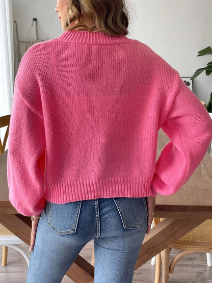 Pearl Open Front Long Sleeve Cardigan - Fashorio