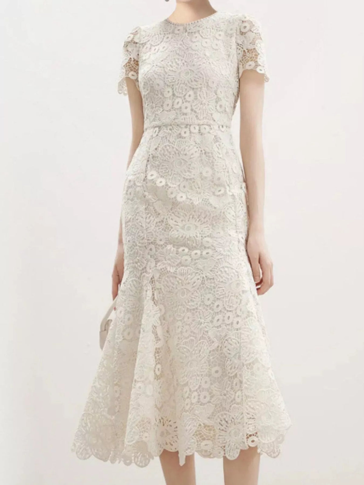 lace short sleeve mermaid dress side view