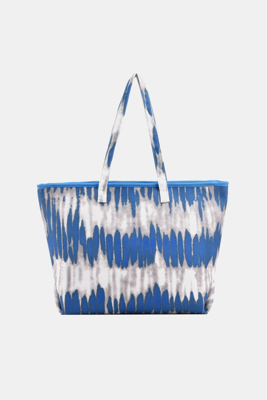 Printed PU Leather Tote Bag Blue One Size - Fashorio