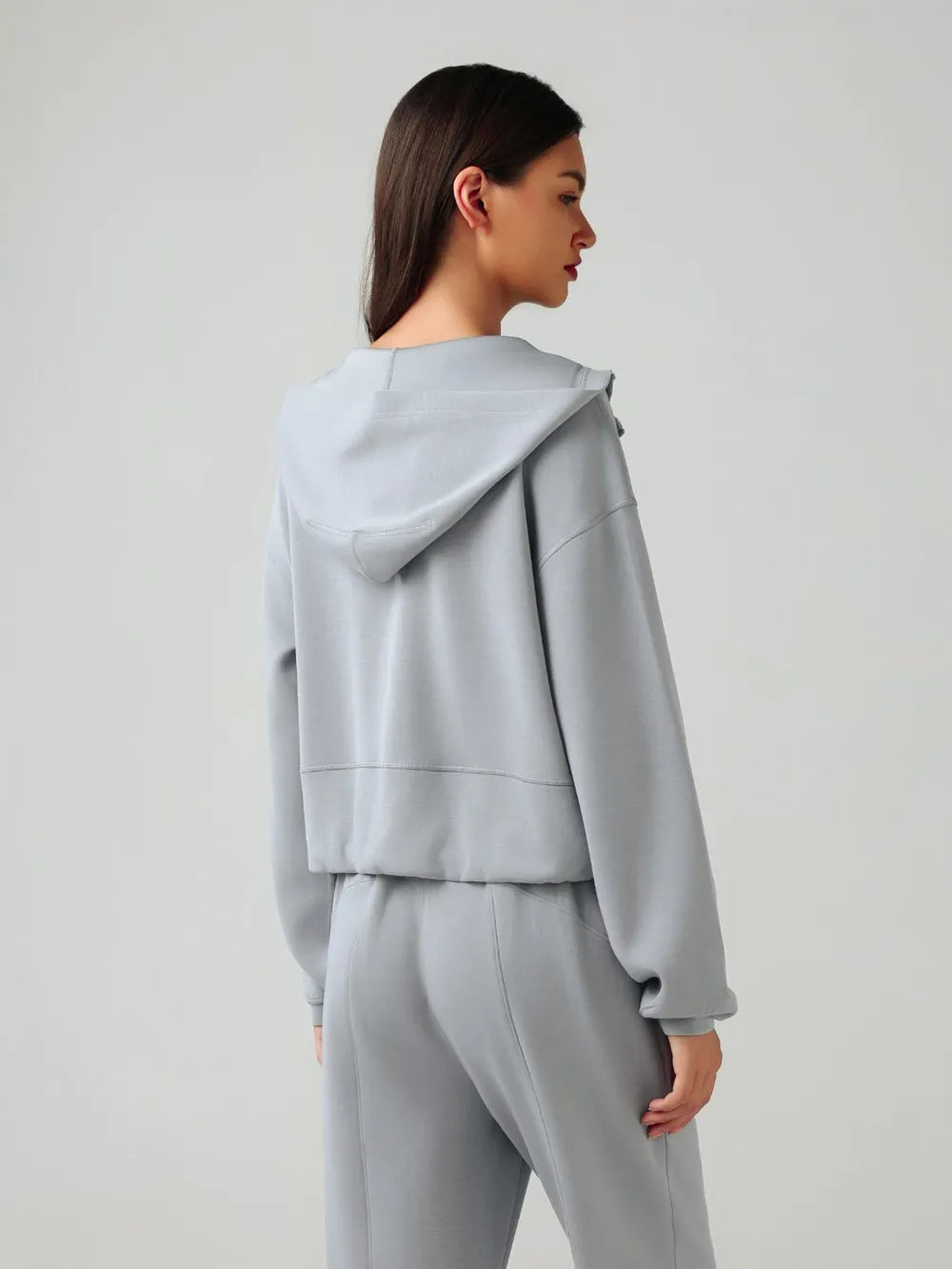 Millennia Zip Up Dropped Shouder Active Hooded - Fashorio