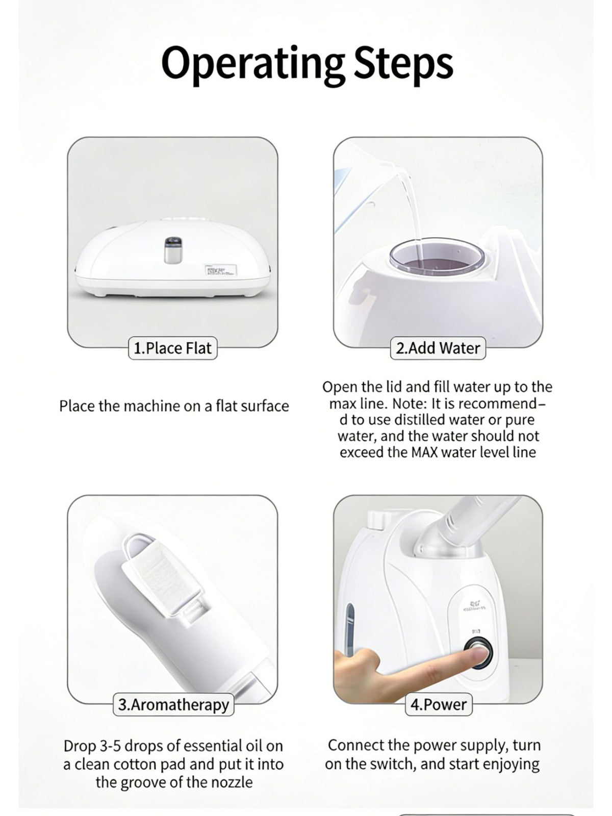 Facial steamer white body side view