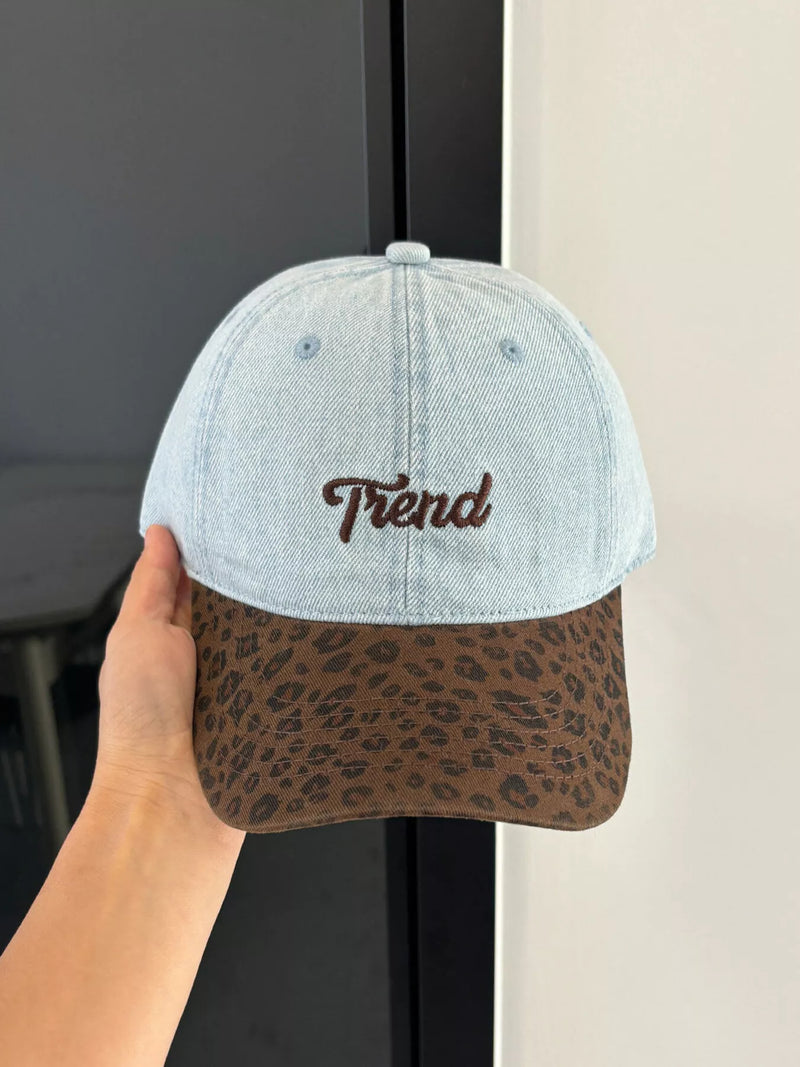 Leopard embroidered baseball cap front view