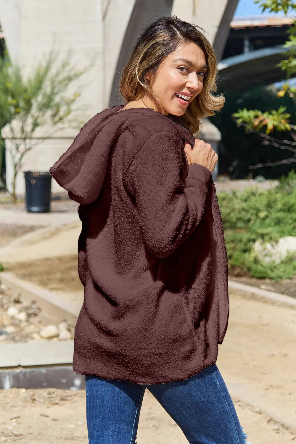 Teddy hooded jacket back view