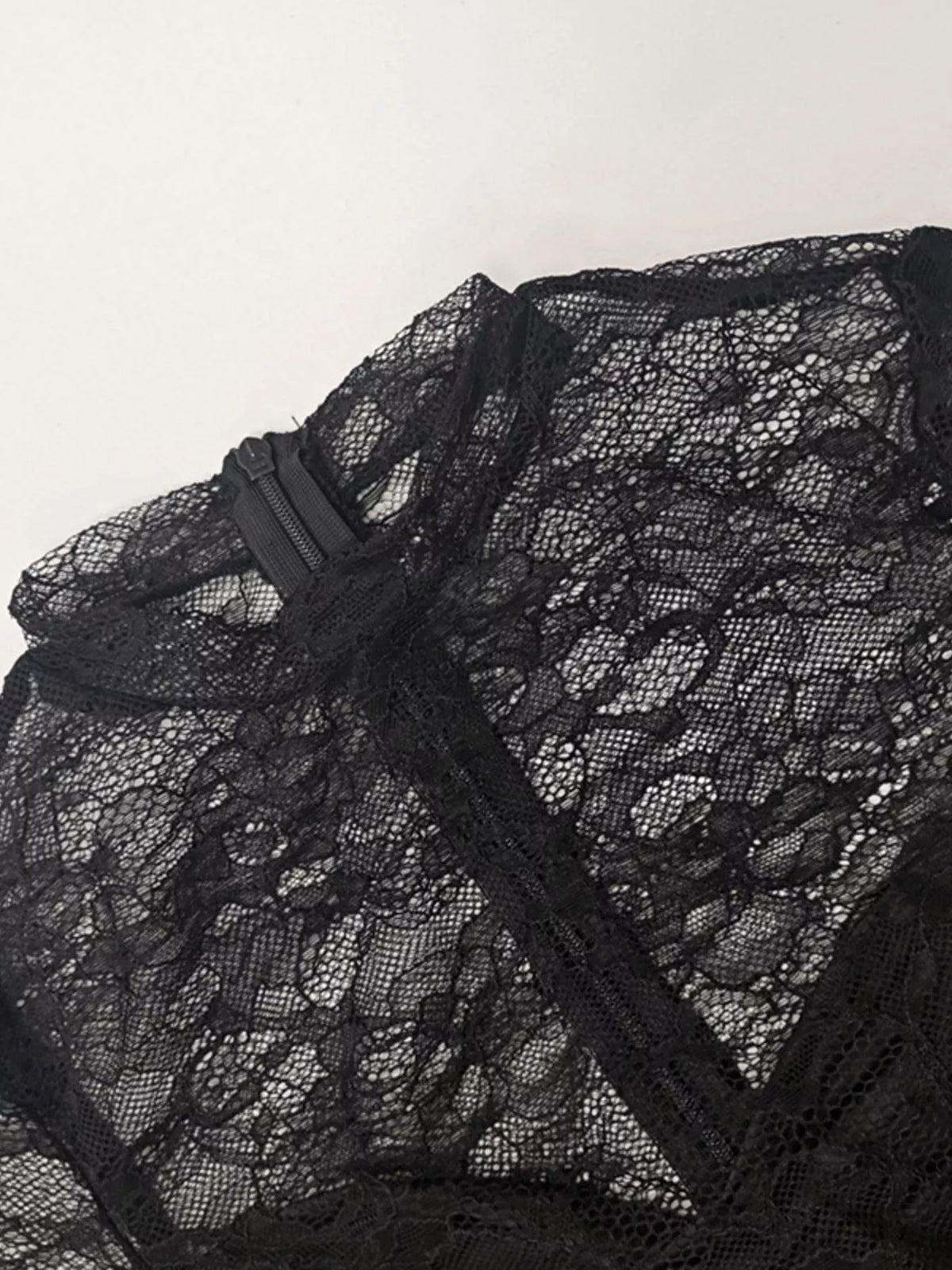 lace mock neck long sleeve maxi dress movement shot