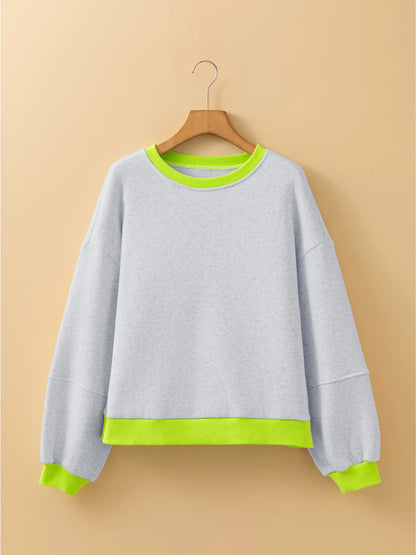 Contrast Trim Oversized Sweatshirt - Fashorio