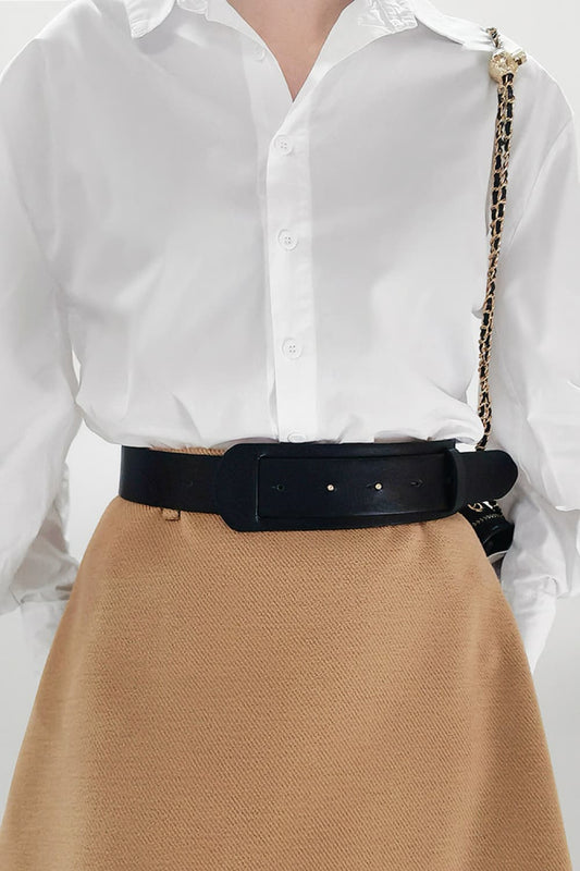 PU Leather Belt Black One Size - Fashorio