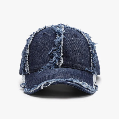 Raw Hem Cotton Baseball Cap Dark One Size - Fashorio