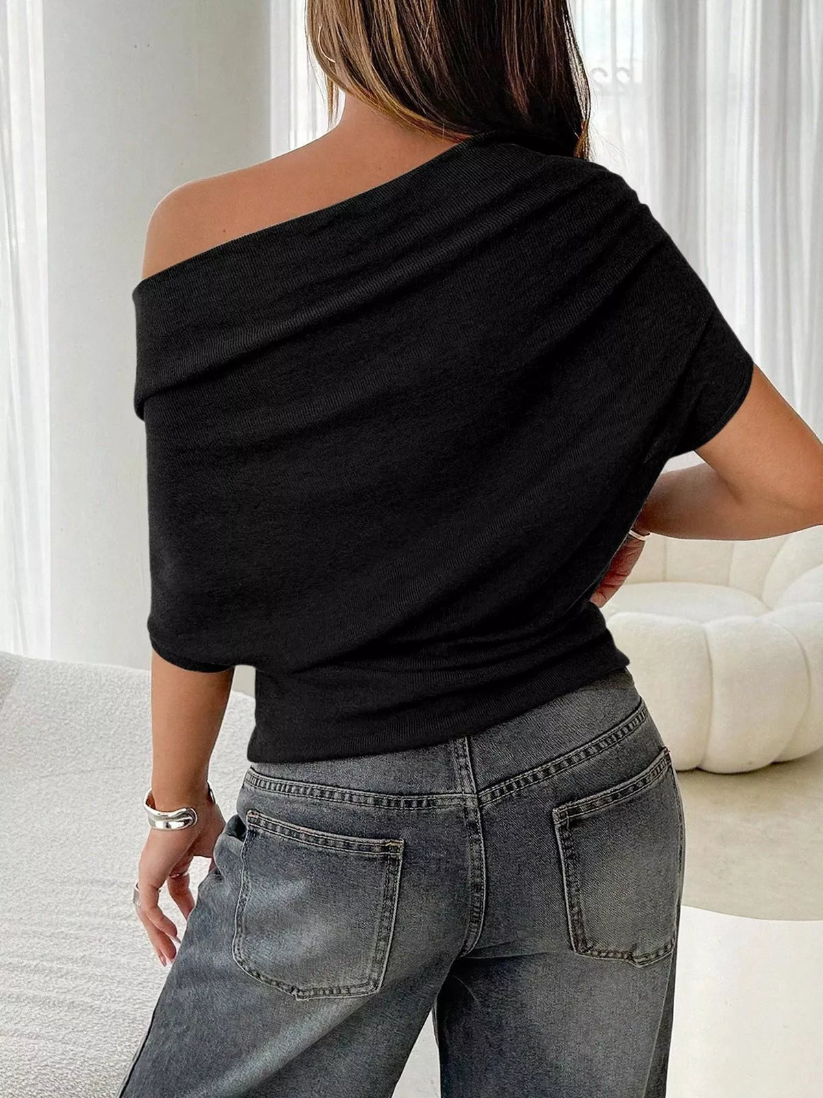 Styled off shoulder top look
