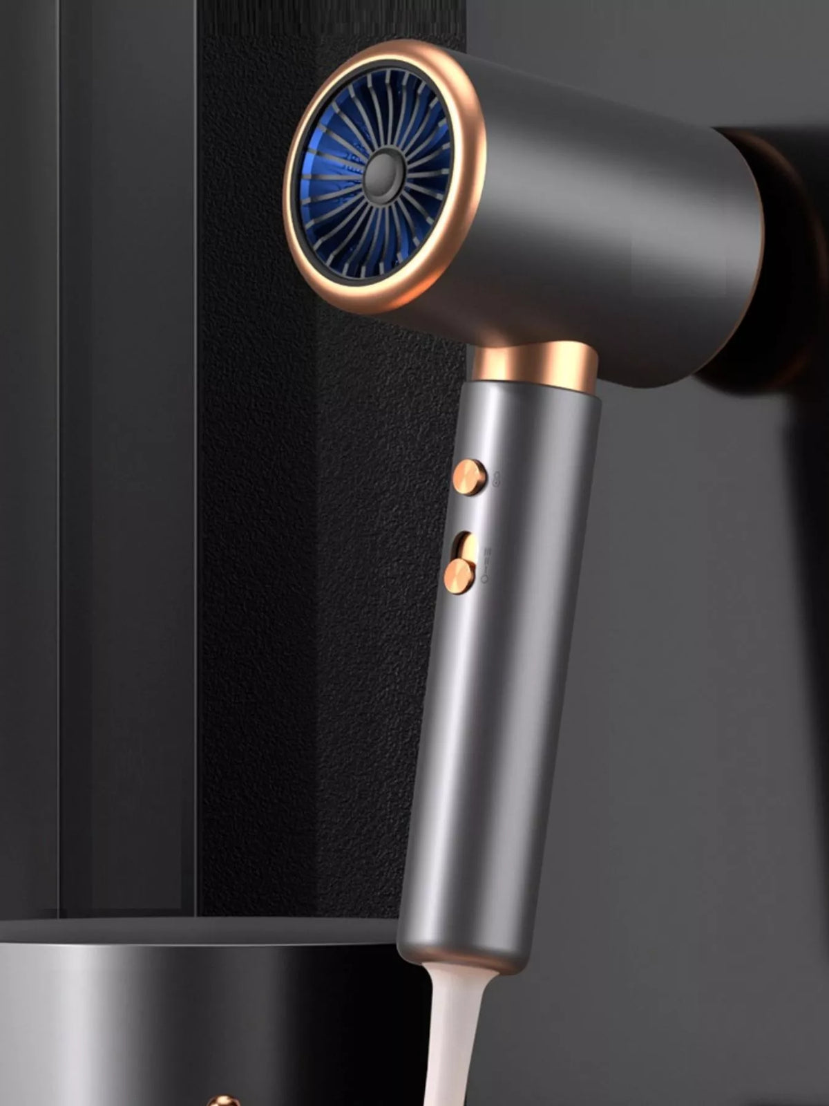 Dark gray constant temperature hair dryer