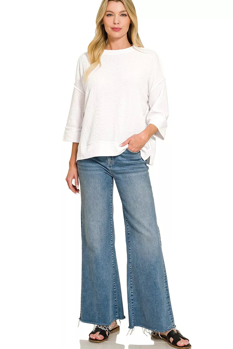 Sleeve detail of double knit top