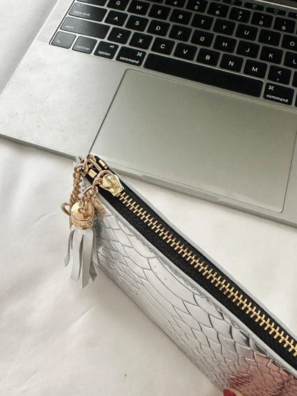 PU Leather Tassel Trim Card Case - Fashorio