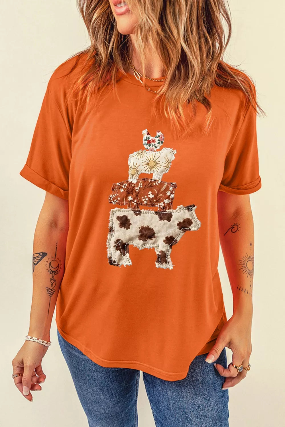 Relaxed fit tee styled with denim shorts