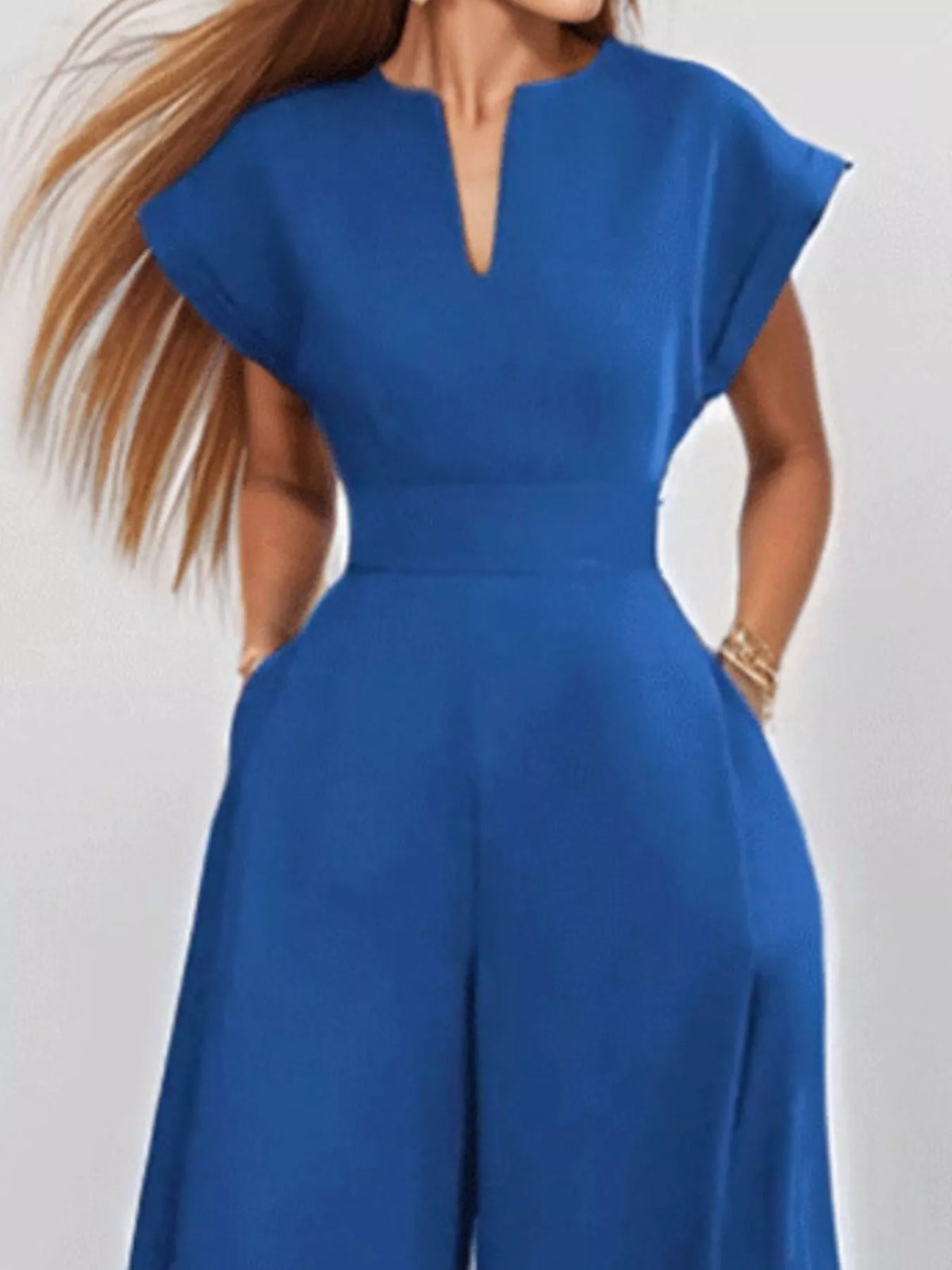 Plus size wide leg jumpsuit side view