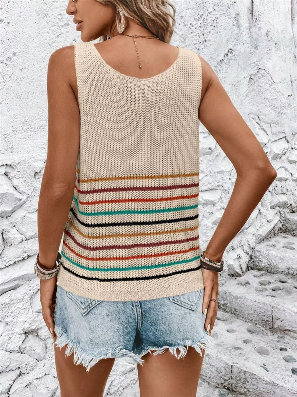 Striped V Neck Sweater Vest, view 8