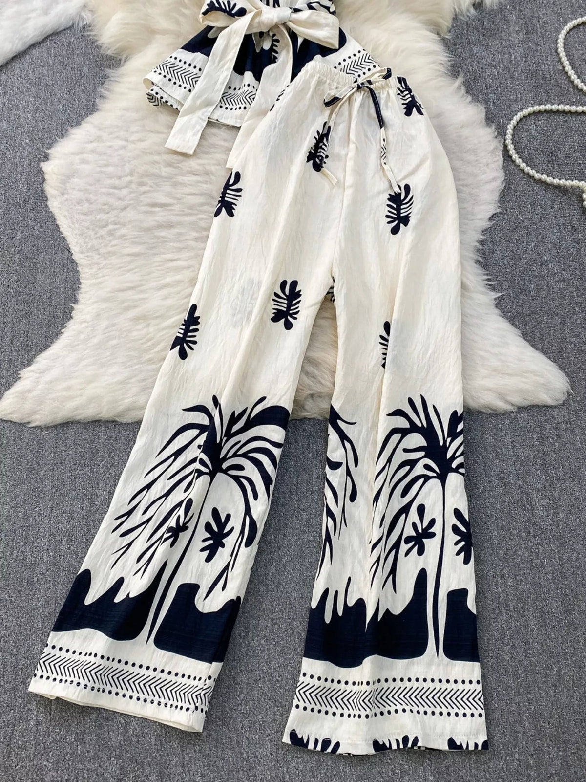 Wide leg pants set full length styling