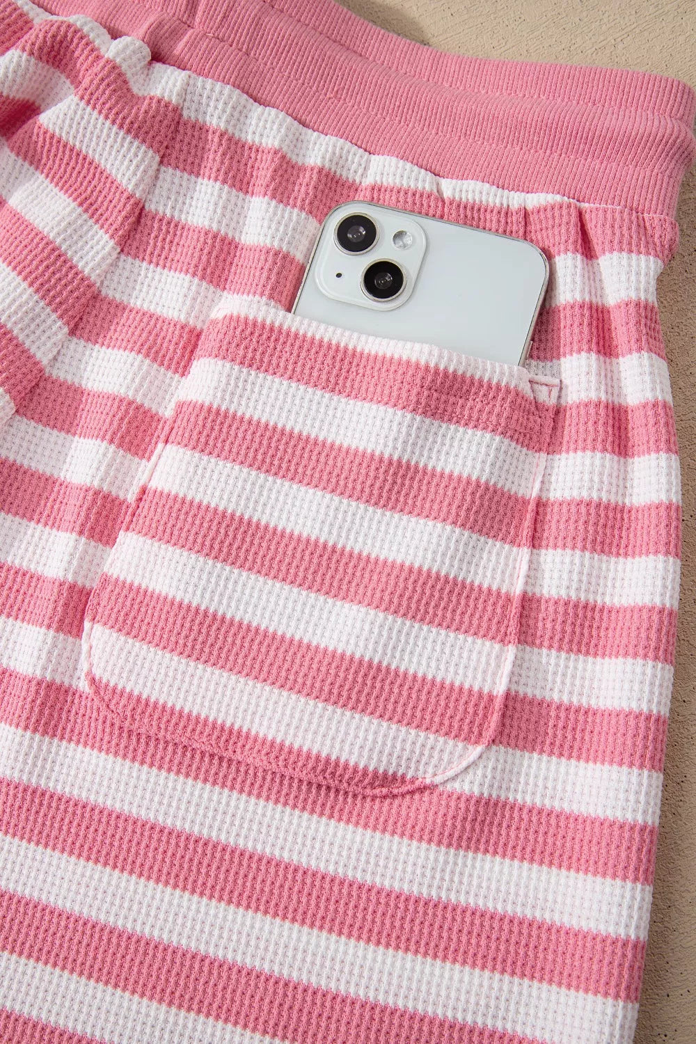Striped top and shorts two piece set overview