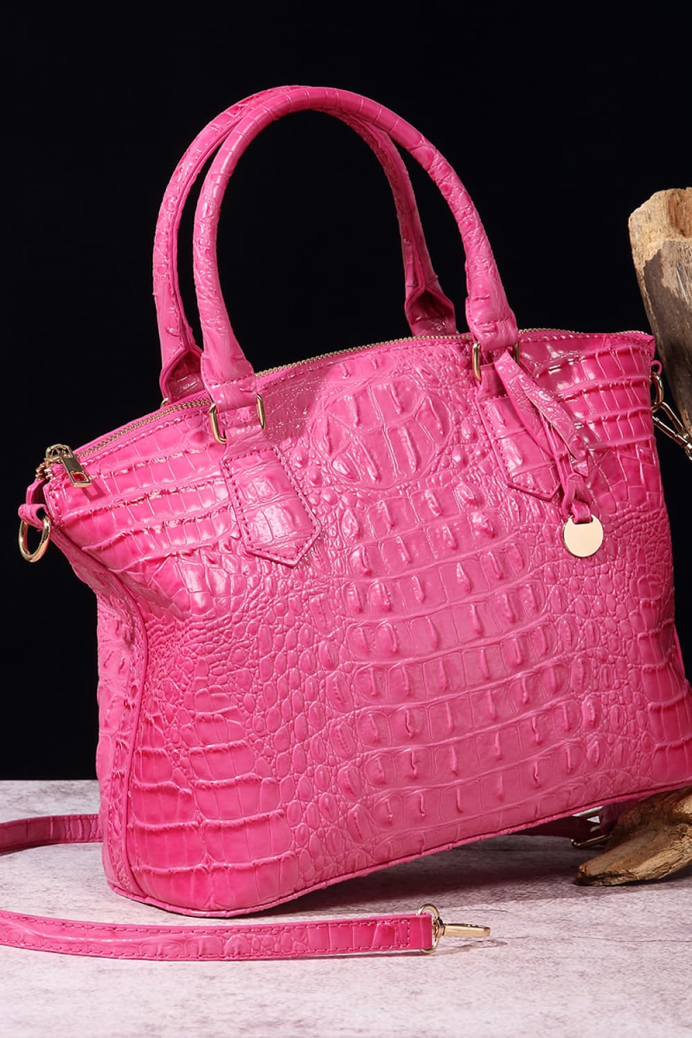PU Leather Handbag Fuchsia Pink One Size - Fashorio