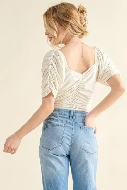 And The Why Buttery Soft Ruched Detailed Jersey Bodysuit - Fashorio