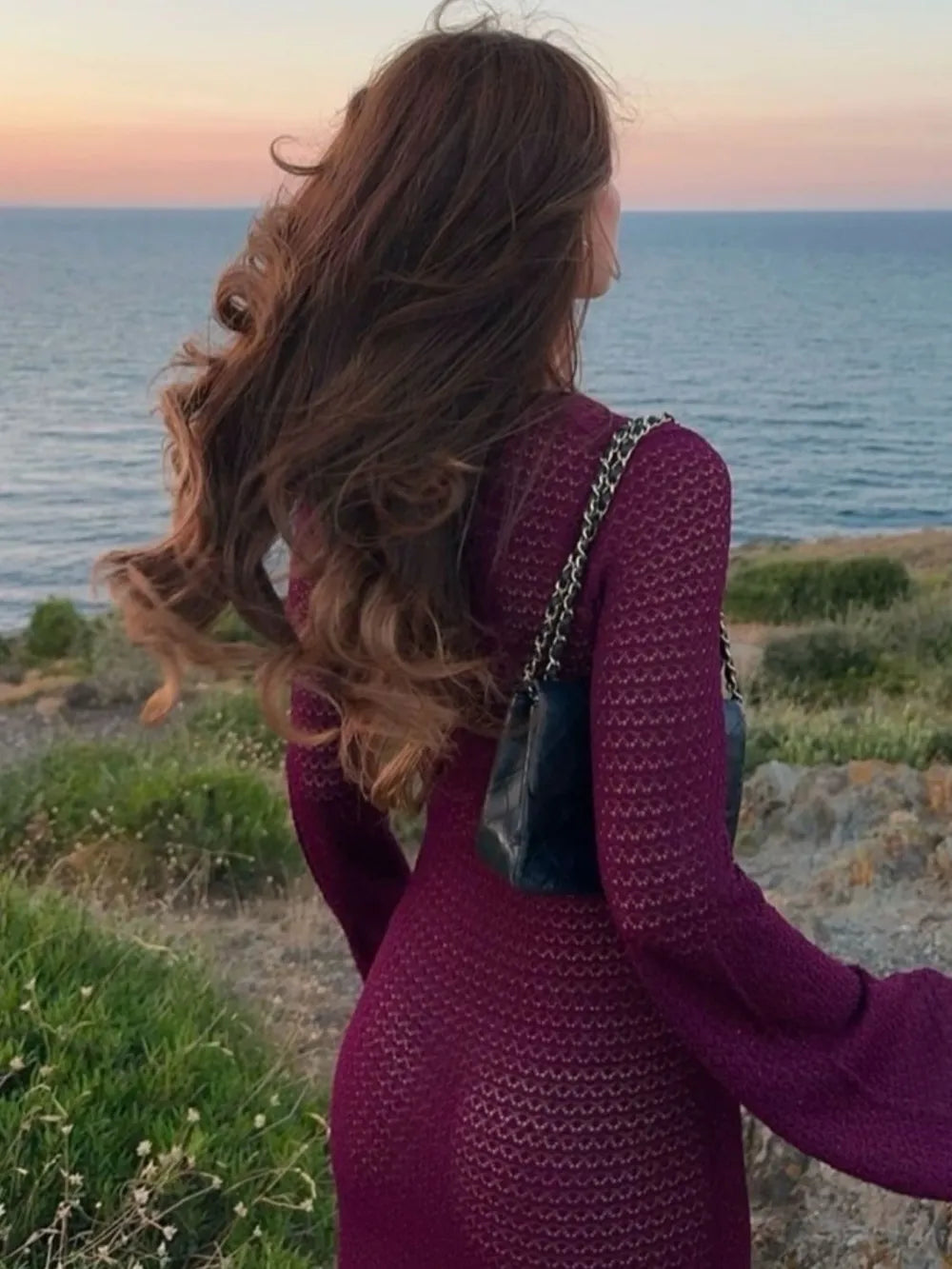 Plunge neckline cover up dress detail