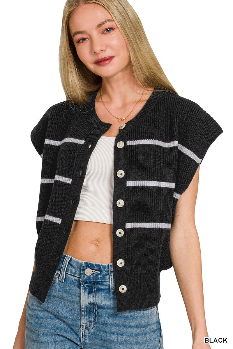 Striped sweater vest side detail