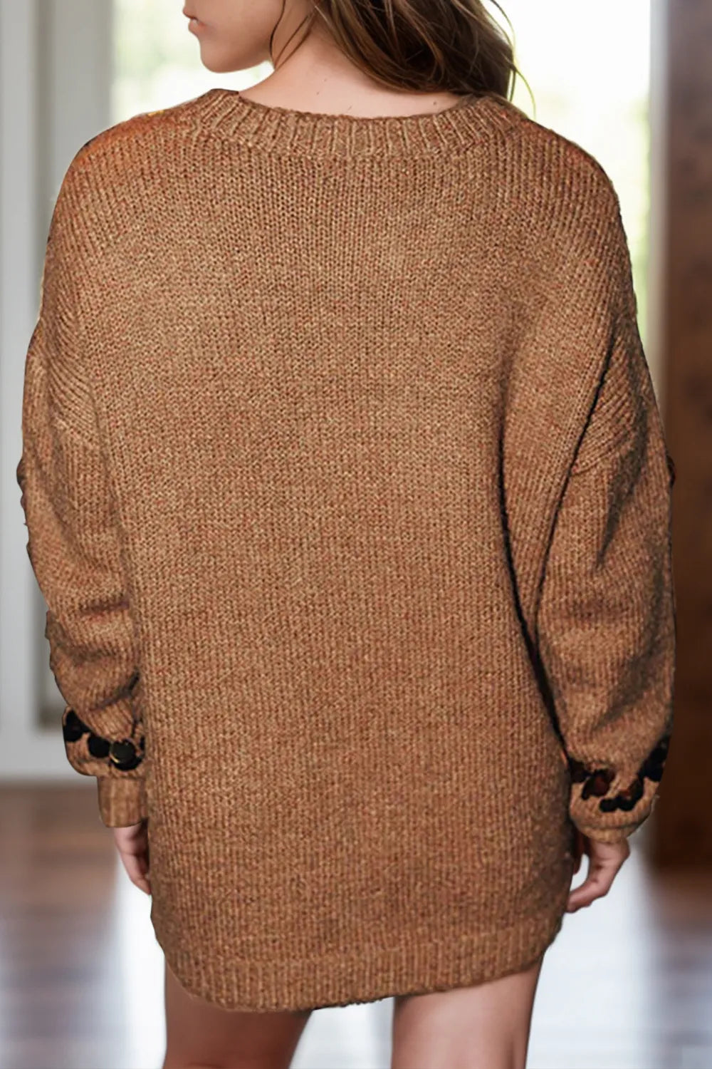 Sequin Round Neck Long Sleeve Sweater styled look