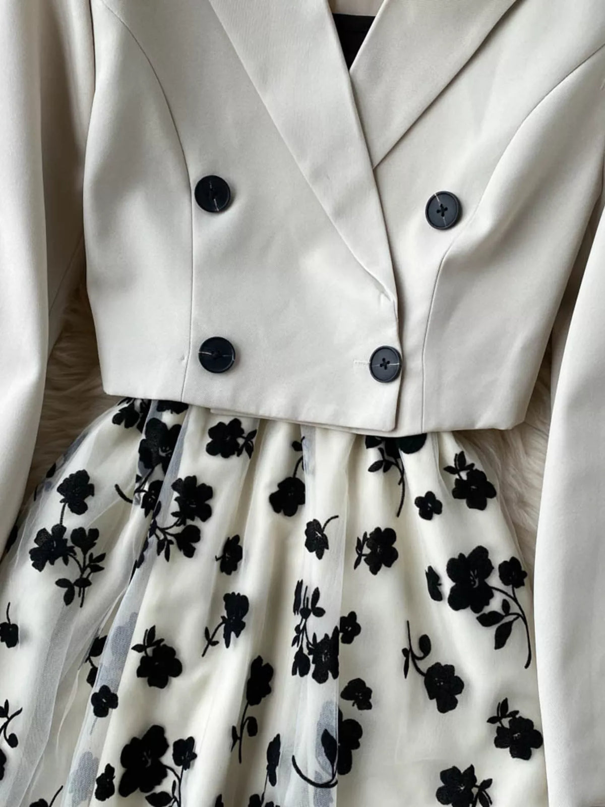 Floral Mesh Dress and Blazer Two Piece Set, view 5