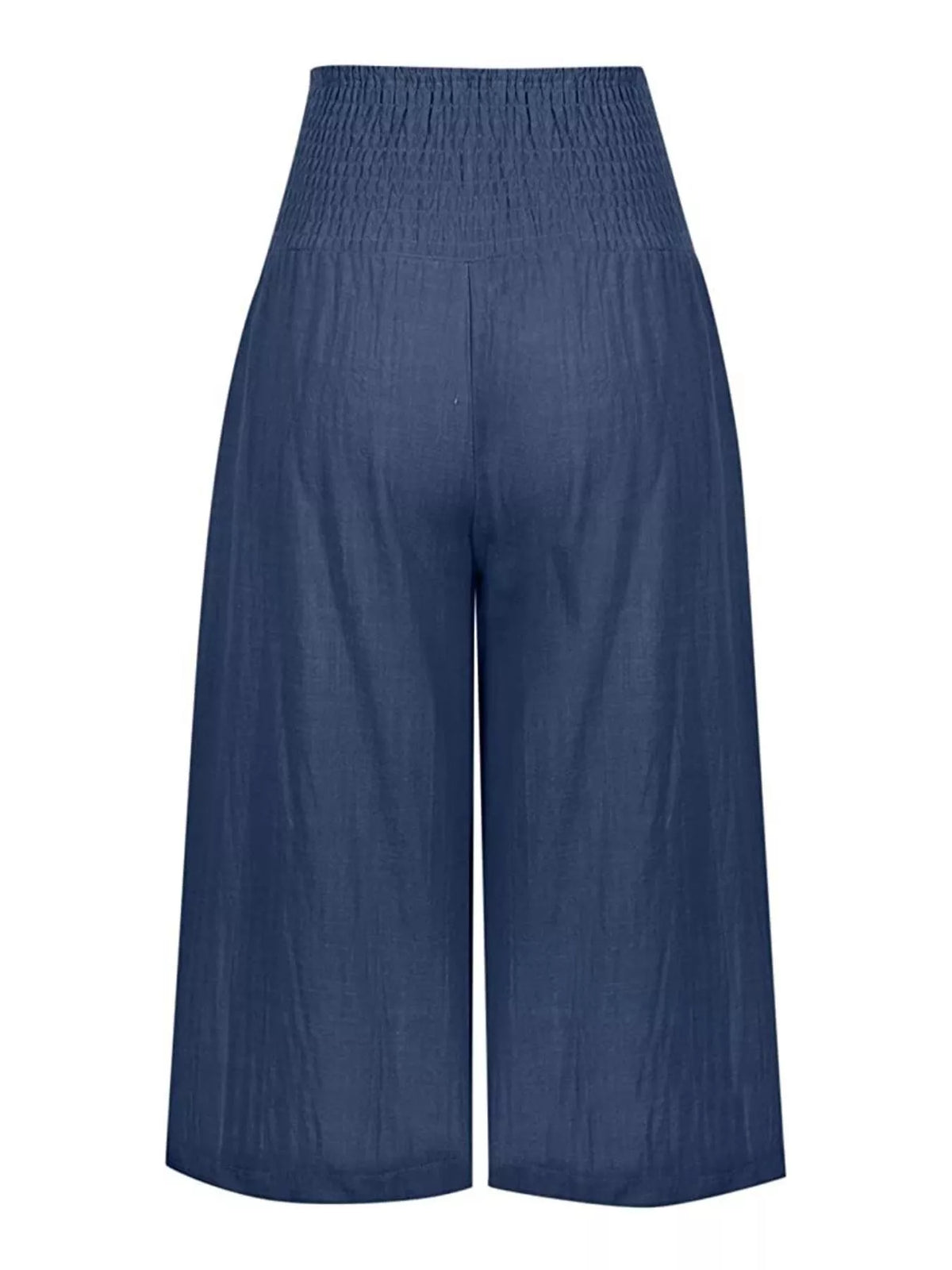 Smocked capri pants shown in khaki