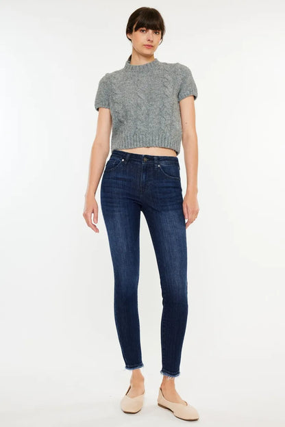 Kancan High-Rise Slim Fit Raw Hem Ankle Jeans - Fashorio