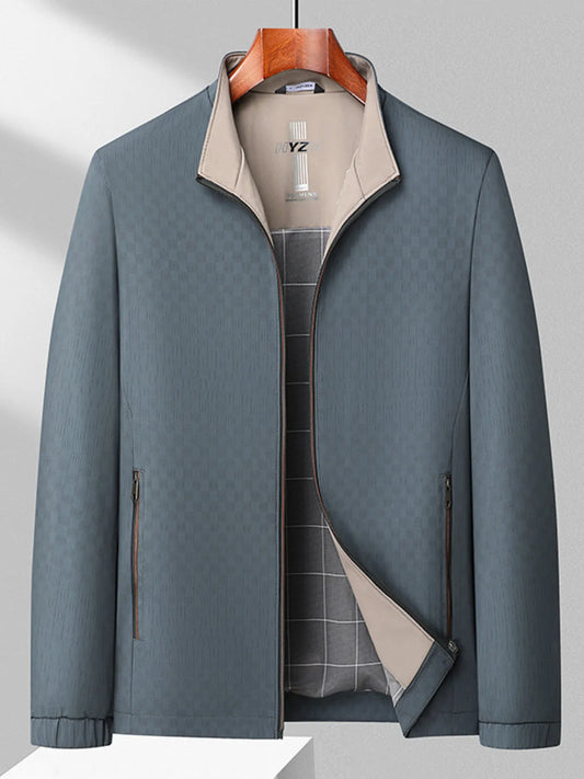 Men's Plus Size Zip Up Long Sleeve Jacket Grey - Fashorio