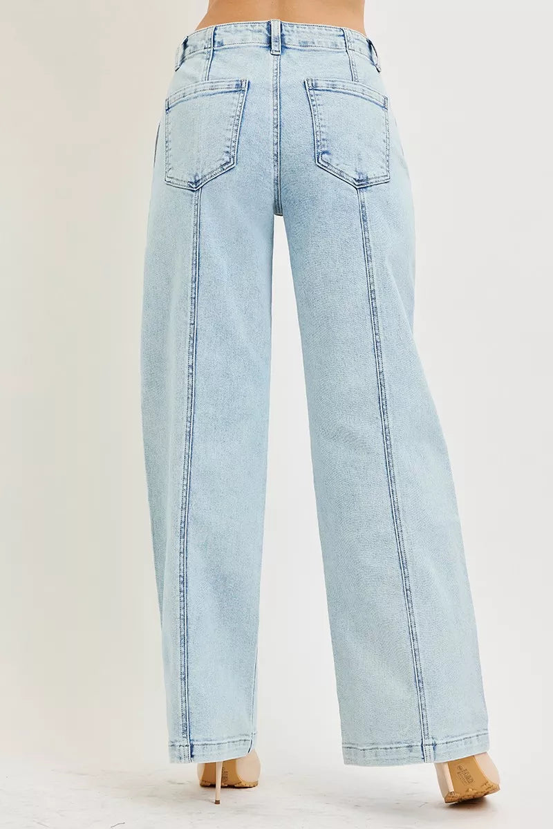 RISEN acid wash denim pocket detail