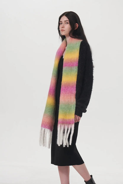 Fringe Gradient Thermal Scarf - Fashorio