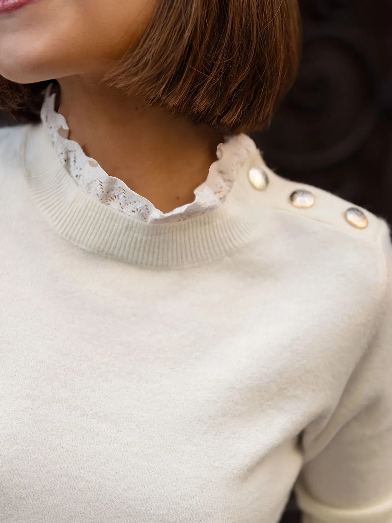 Ribbed Hem Mock Neck Long Sleeve Sweater - Fashorio