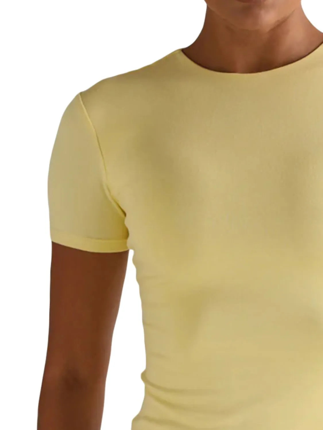 Round Neck Short Sleeve Swim Top - Fashorio