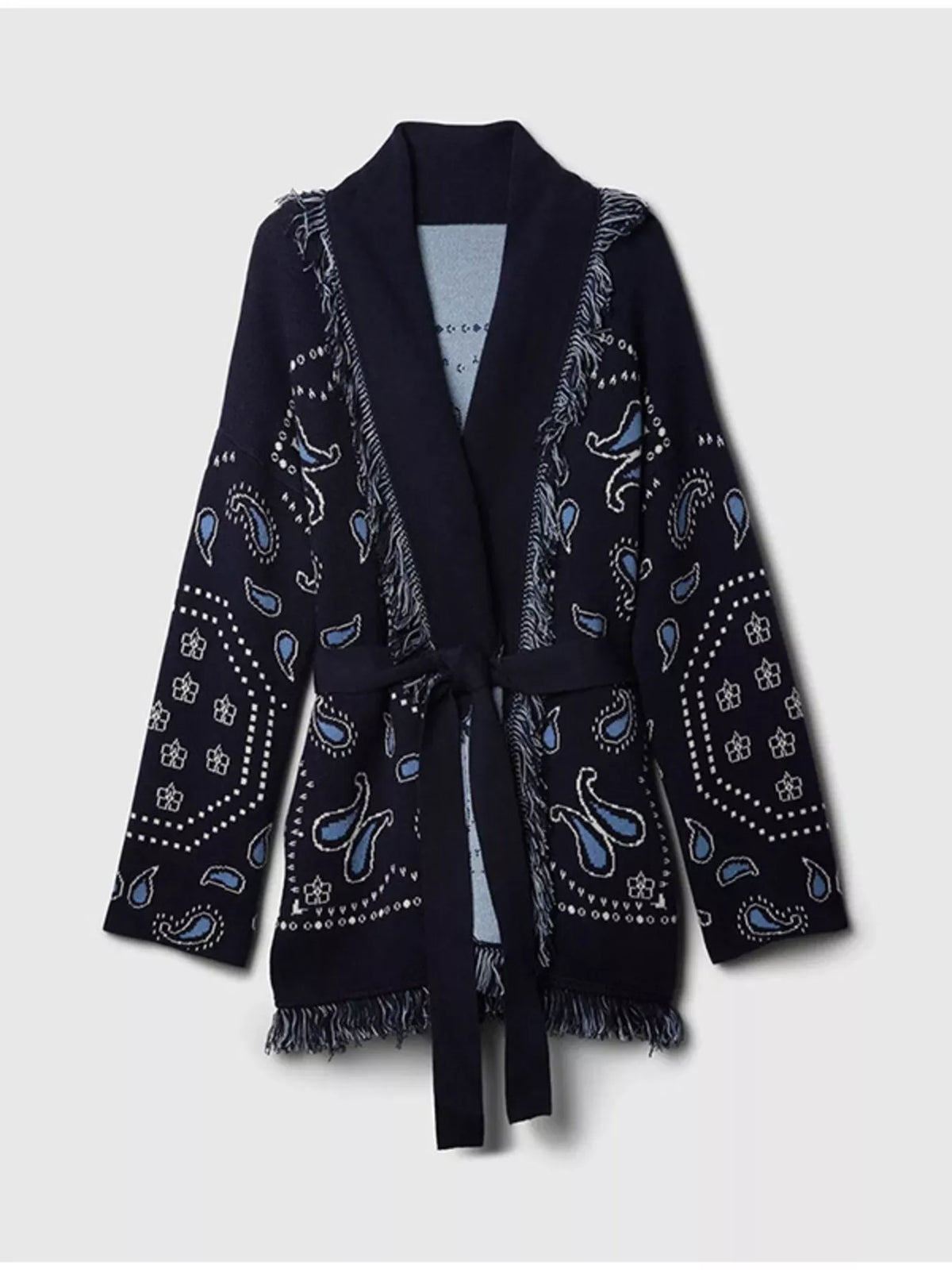 Fringe hem cardigan side view