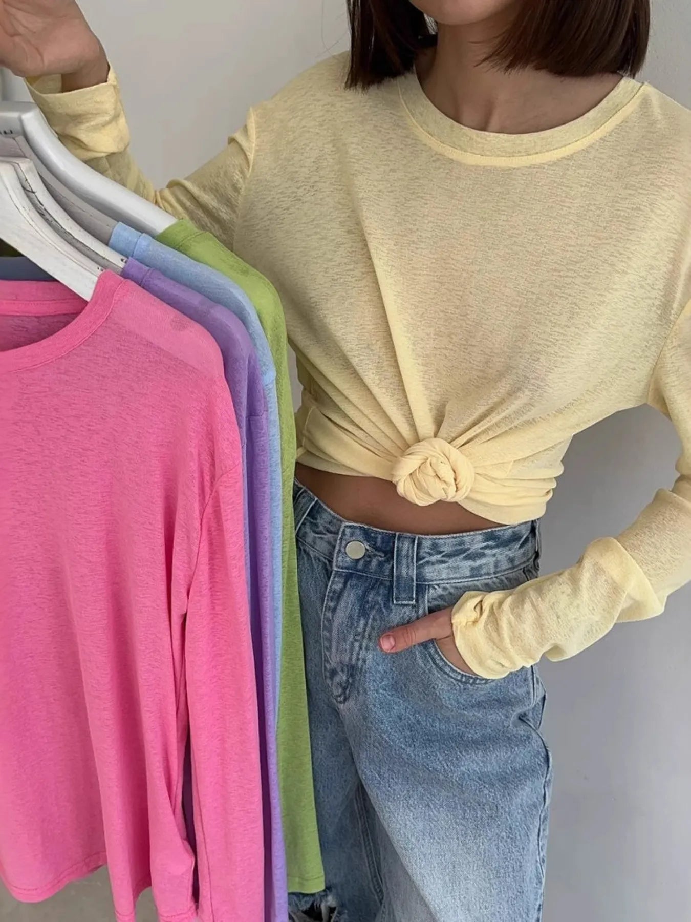 Knotted Long Sleeve T-Shirt - Fashorio