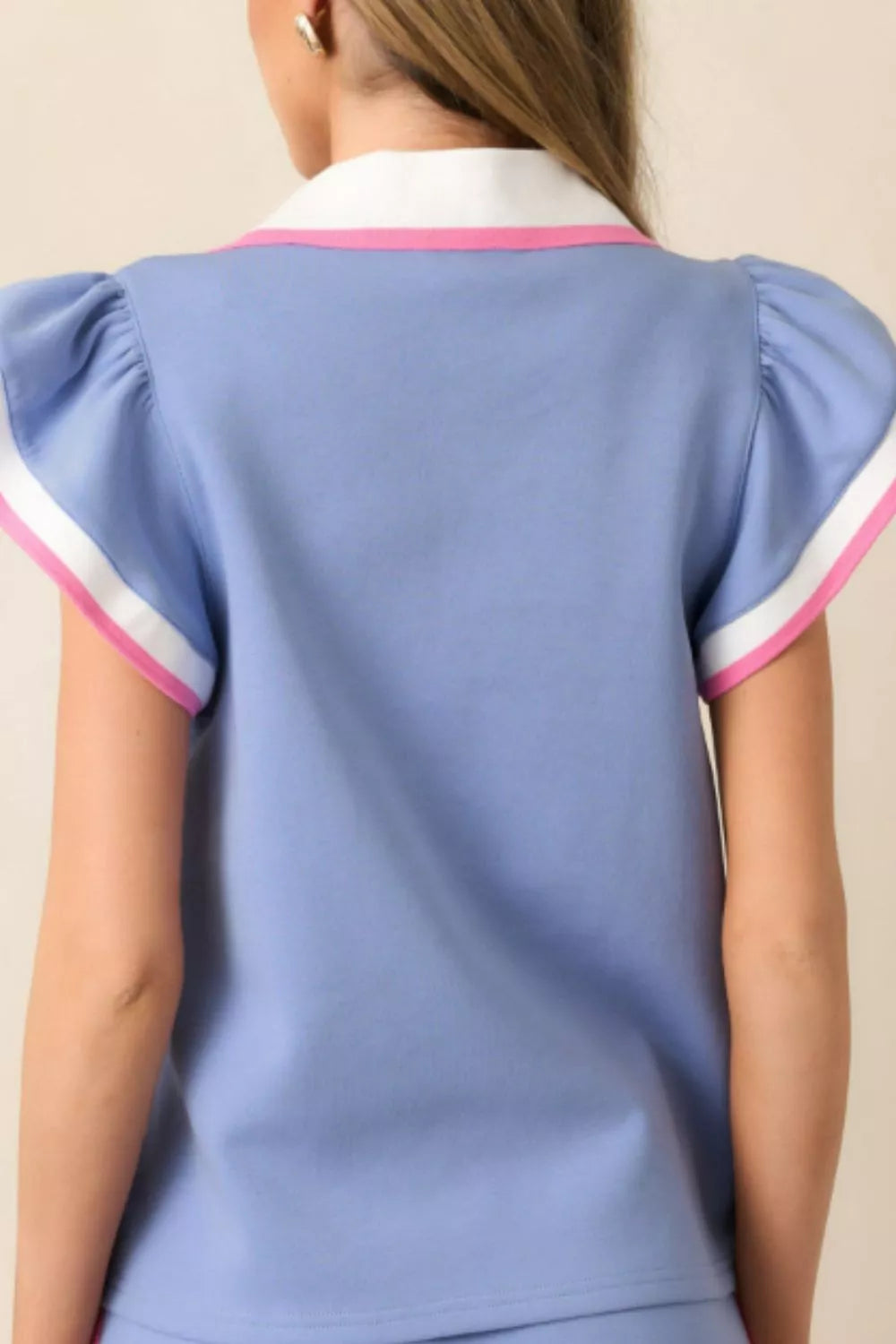 Polo tee and drawstring skirt coordinated set back view