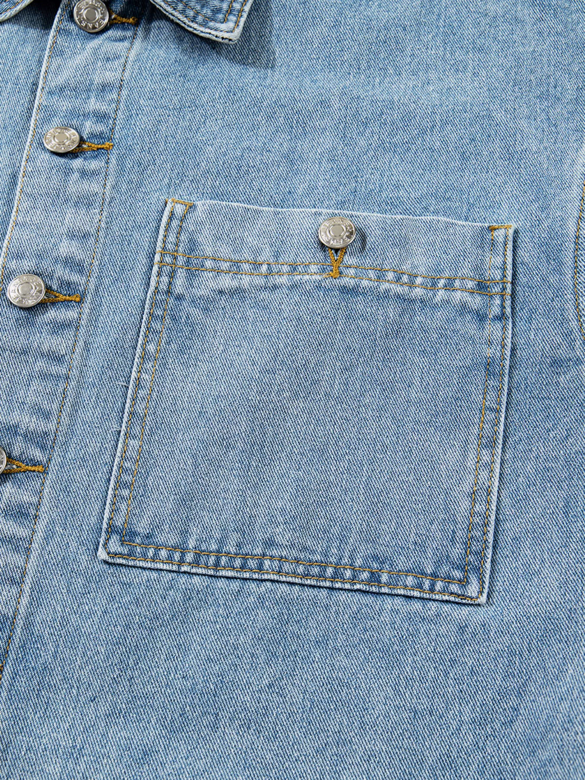 Patch Pocket Side Tie Denim Jacket in Medium Wash view 12