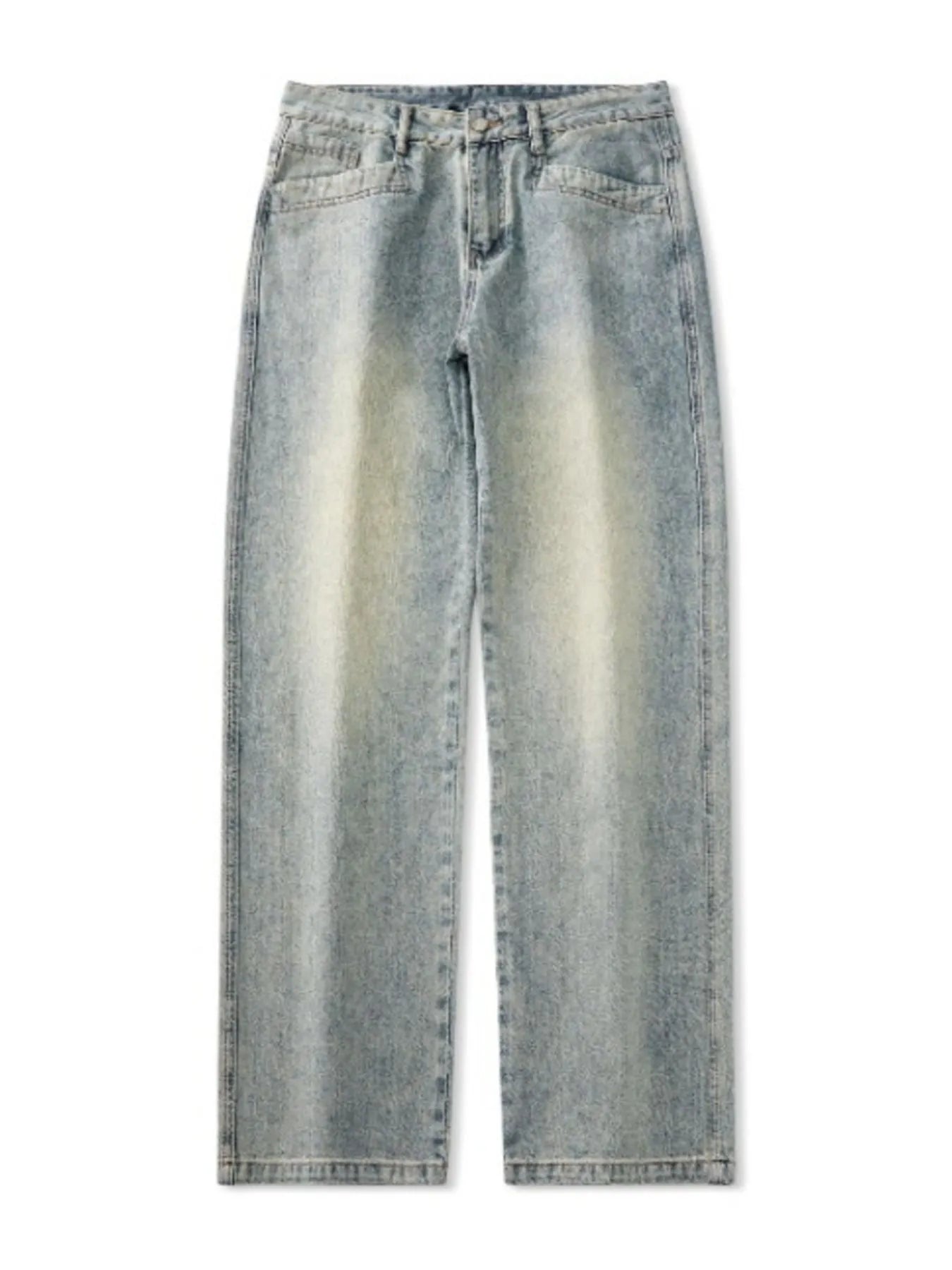 Men's Washed Straight Leg Jeans - Fashorio