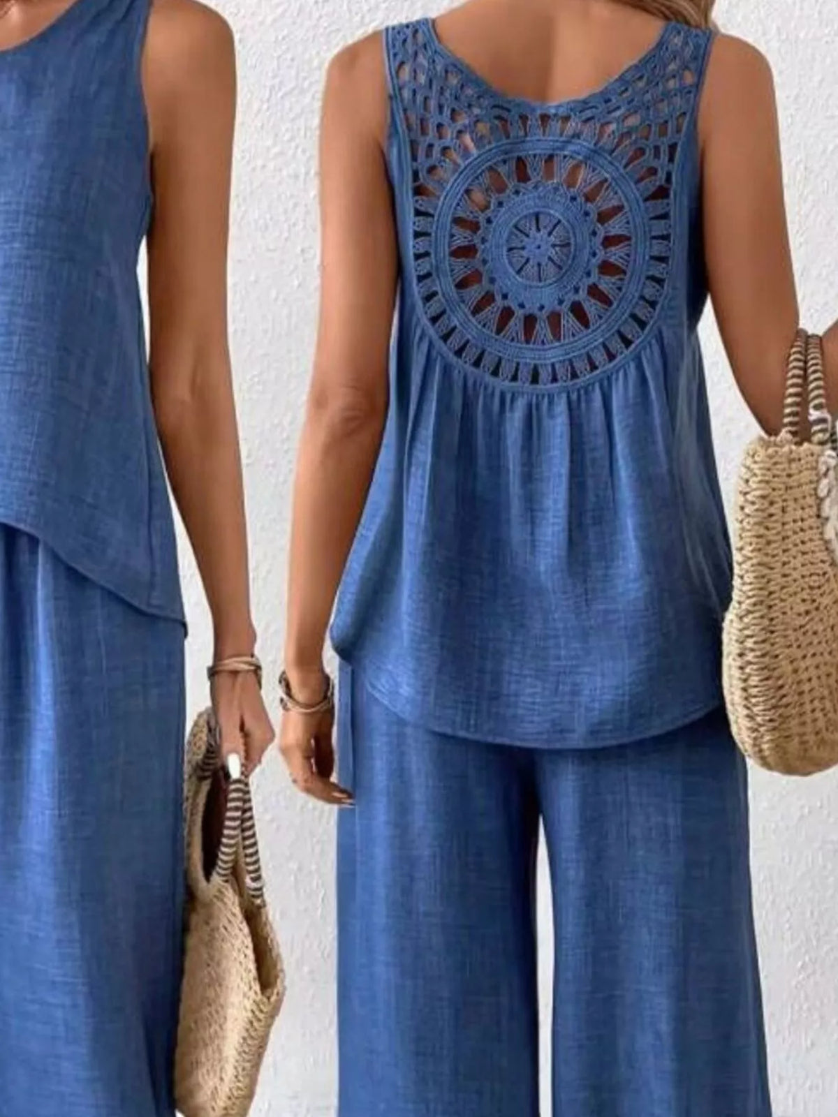 Tank and pants coordinated look detail