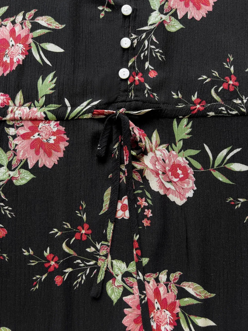 Plus size floral flare sleeve maxi dress in black back detail