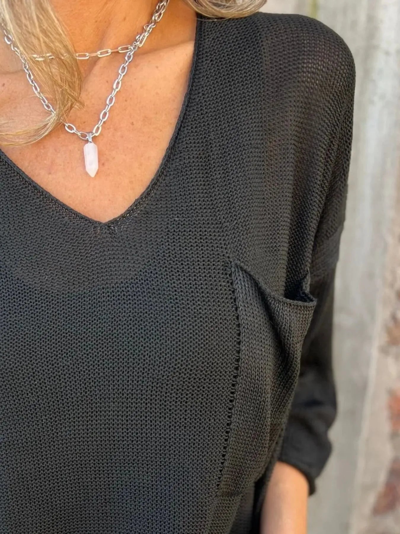 Full Size Casual V-Neck Knit Sweater Plus Size - Fashorio