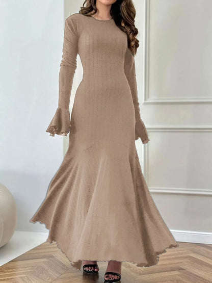 Elegant Ribbed Long Sleeve Mermaid Sweater Dress - Fashorio