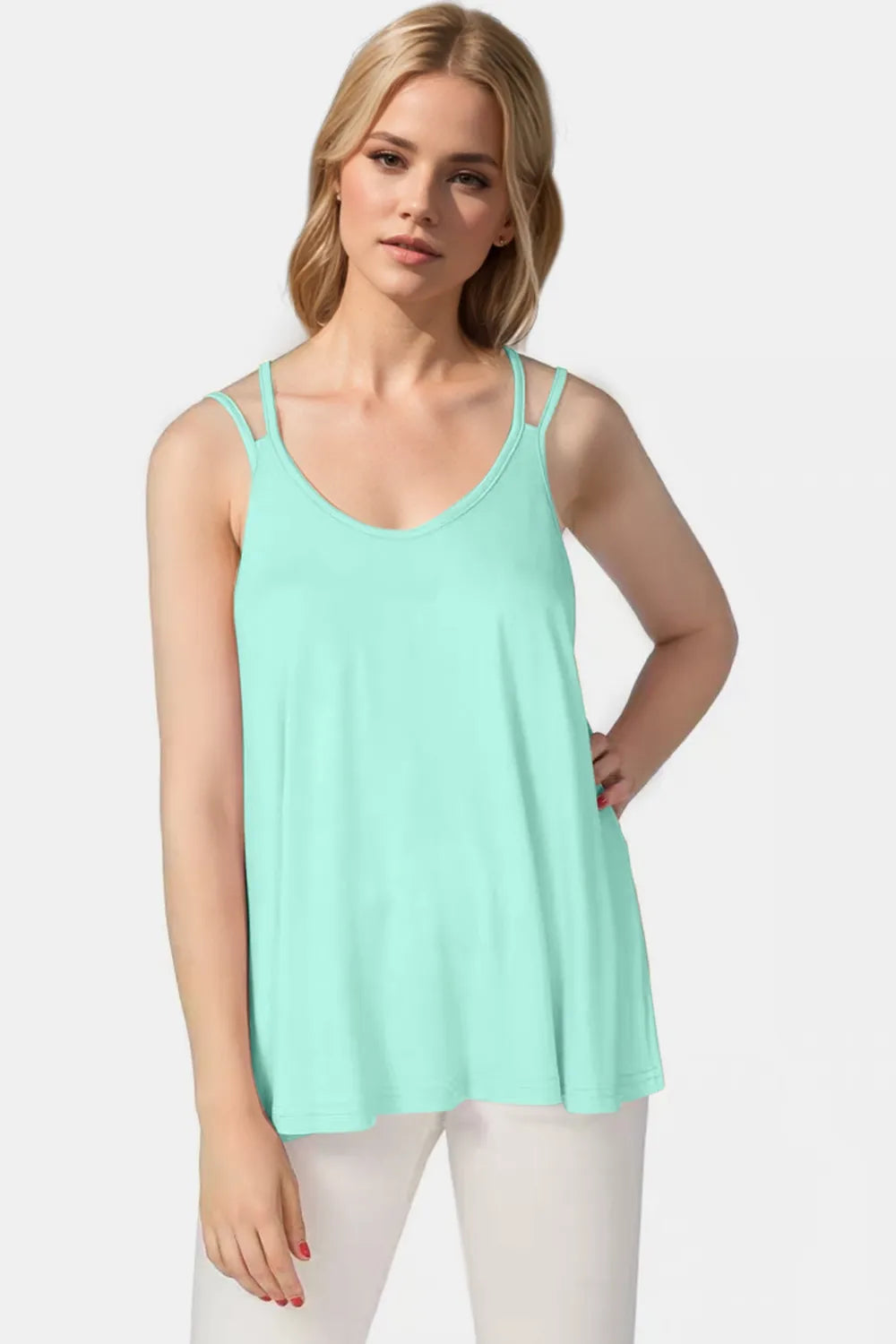 Bamboo Scoop Neck Spaghetti Strap Cami Top, view 25